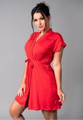 Hobby MVB Modas Roupão Feminino Noiva Sexy Robe Romantic Vermelho