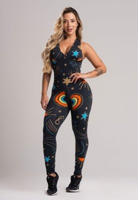 Macacão MVB Modas Bojo Suplex Liso Fitness Academia Cosmic
