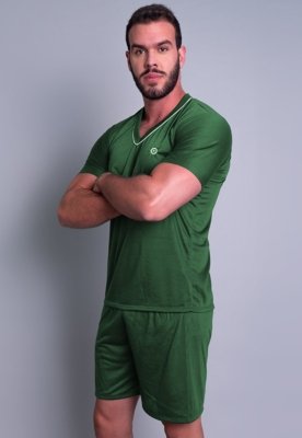 Pijama Curto MVB Modas Manga Curta e Short Adulto Verde
