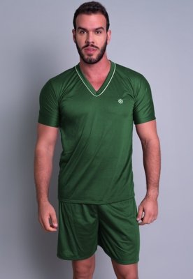 Pijama Curto MVB Modas Manga Curta e Short Adulto Verde