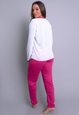 Pijama Longo MVB Modas Manga Comprida e Calça Inverno Adulto Rosa