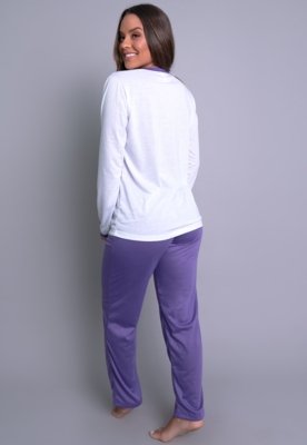 Pijama Longo MVB Modas Manga Comprida e Calça Inverno Adulto Roxo