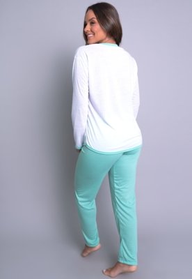 Pijama Longo MVB Modas Manga Comprida e Calça Inverno Adulto Verde