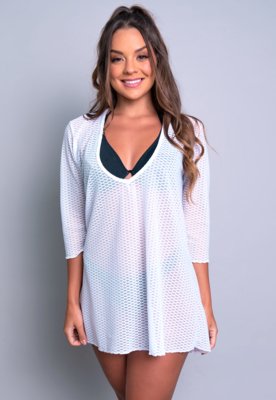 Saída De Praia MVB Modas Curta Moda Praia Branco