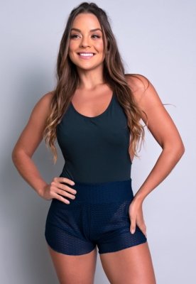 Short Curto MVB Modas Saída De Praia Renda Moda Praia Azul