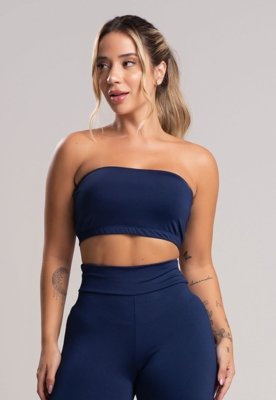 Top Faixa MVB Modas Suplex Liso Azul Marinho
