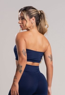 Top Faixa MVB Modas Suplex Liso Azul Marinho