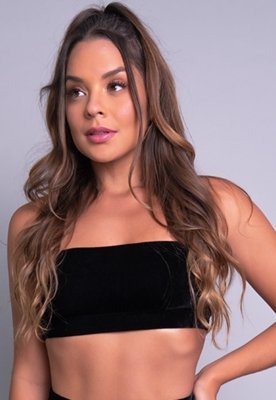 Top MVB Modas Faixa Veludo Molhado Preto