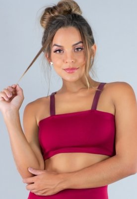 Top MVB Modas Faixa com Alça Suplex Liso Vinho