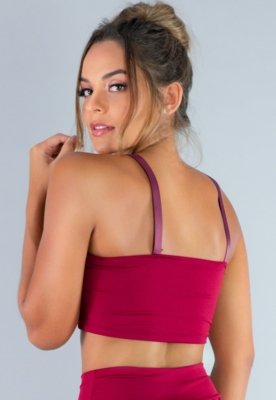 Top MVB Modas Faixa com Alça Suplex Liso Vinho