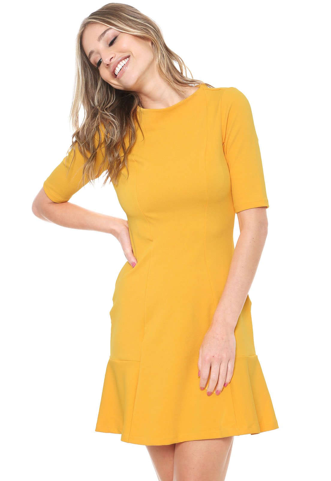 vestido amarelo liso