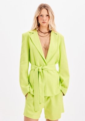 Blazer Oversized Linho com Faixa My Favorite Things