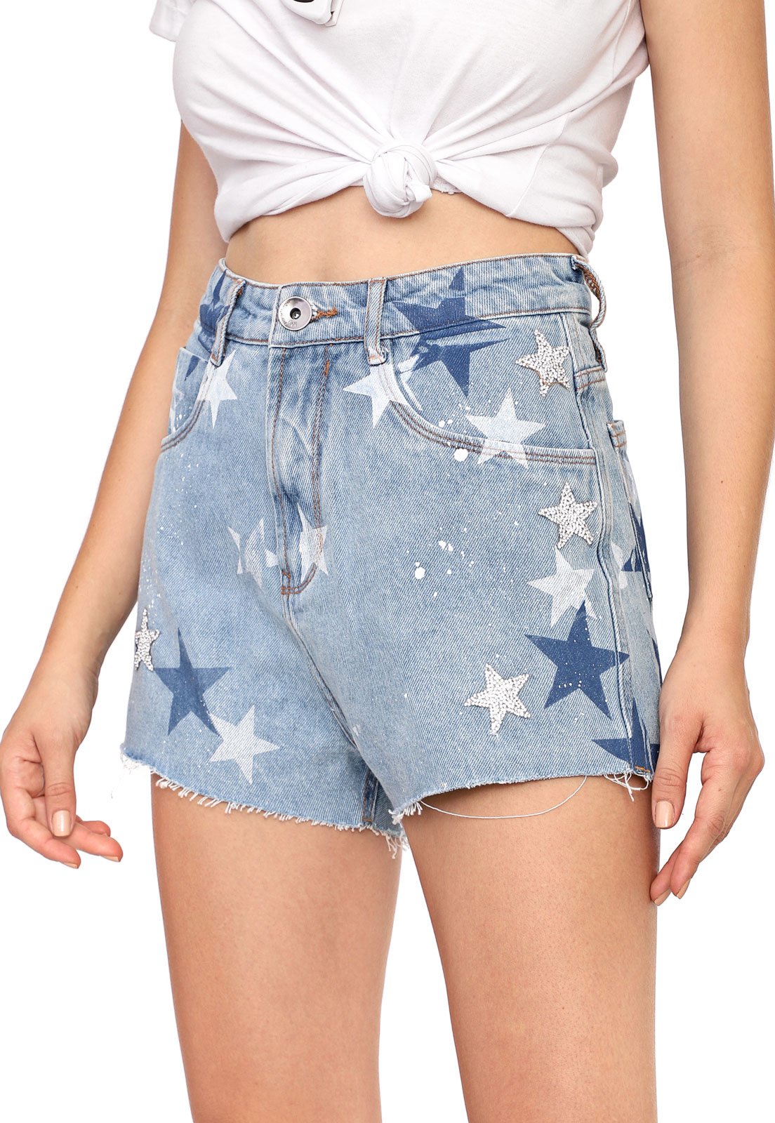 Short jeans deals com aplicações