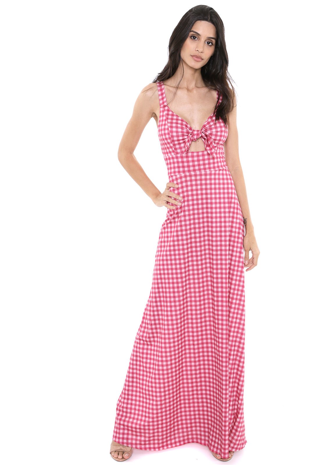 Vestido Feminino Xadrez Rosa - Compre Agora