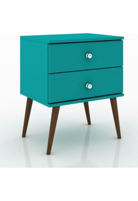Mesa de Cabeceira C/ 2 Gavetas Turquesa Móvel Bento Menor preço em Mesa de Cabeceira C/ 2 Gavetas Turquesa Móvel Bento