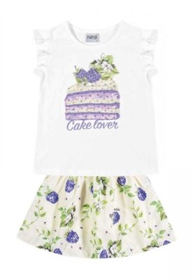 Conjunto Blusa Saia Nanai Curto Branco Menor preço em Conjunto Blusa Saia Nanai Curto Branco