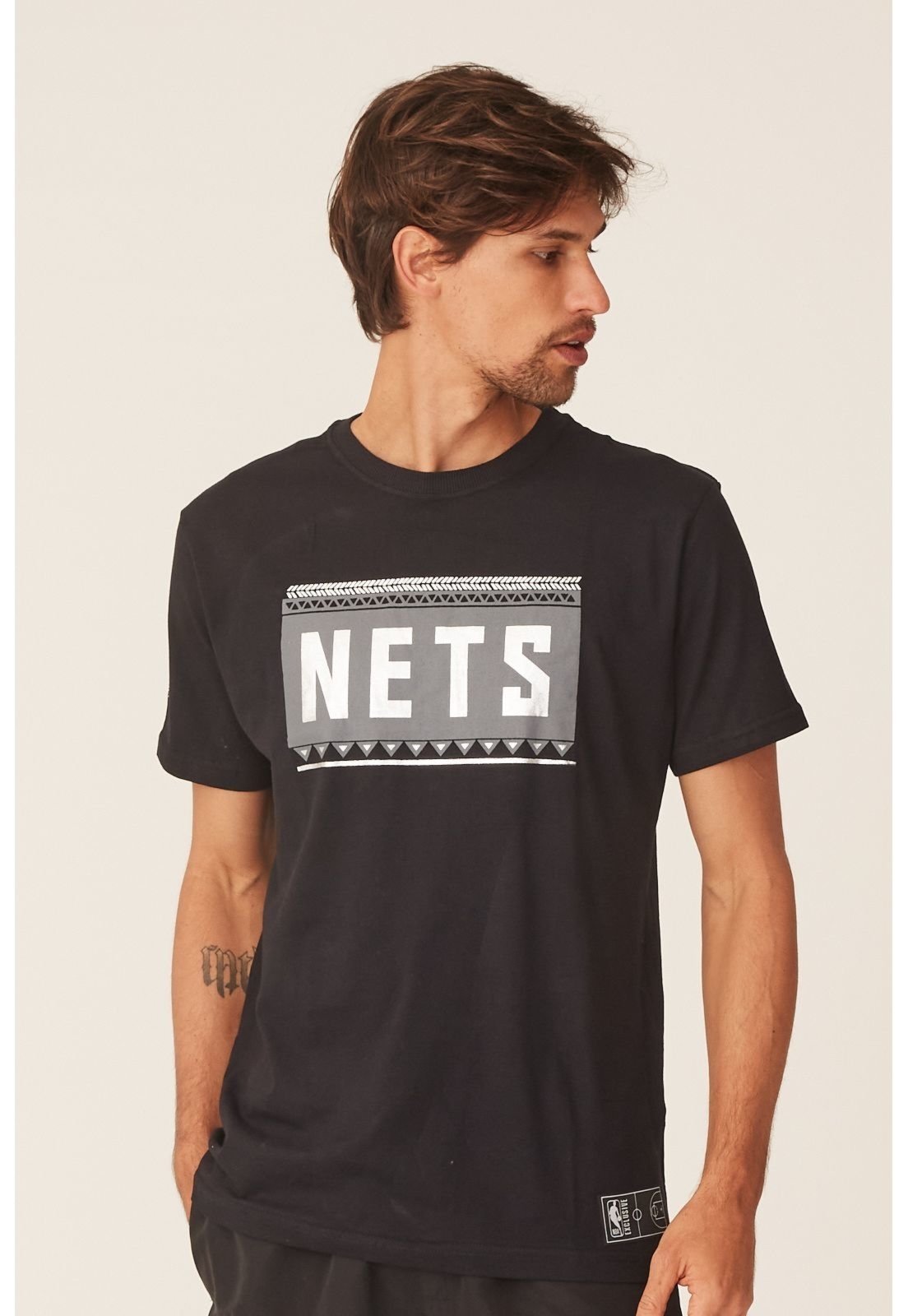 Camiseta NBA Estampada Brooklyn Nets Casual Preta