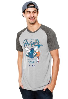 Camiseta NBA Raglan Retrô Hornets Cinza - Compre Agora ...