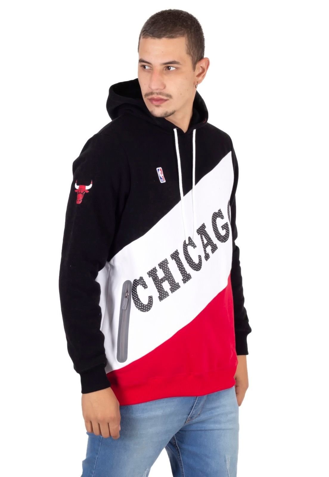 black chicago bulls moletom com capuz