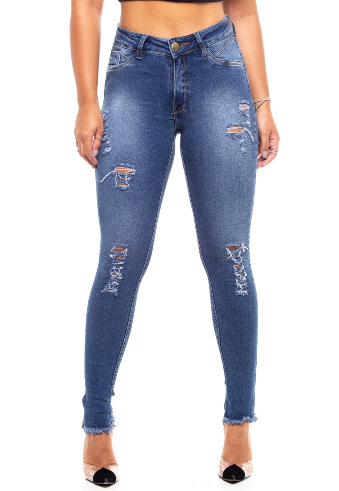 calca jeans skinny rasgada