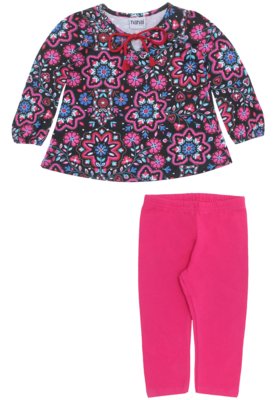 Conjunto 2pçs Nanai Longo Menina Floral Preto Menor preço em Conjunto 2pçs Nanai Longo Menina Floral Preto