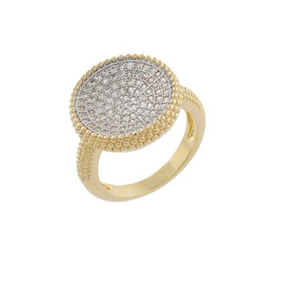 Anel Narcizza Semijoias Redondo Cravejado Com Micro Zircônia Cristal Ouro Menor preço em Anel Narcizza Semijoias Redondo Cravejado Com Micro Zircônia Cristal Ouro