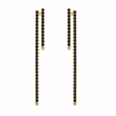 Brinco Narcizza Semijoias Duplo Palito Com Zircônia Onix Ouro Menor preço em Brinco Narcizza Semijoias Duplo Palito Com Zircônia Onix Ouro