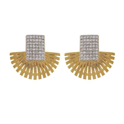 Brinco Narcizza Semijoias Noivas & Festas Leque Base Retangular Cravejado Com Micro Zircônia Cristal Ouro Menor preço em Brinco Narcizza Semijoias Noivas & Festas Leque Base Retangular Cravejado Com Micro Zircônia Cristal Ouro