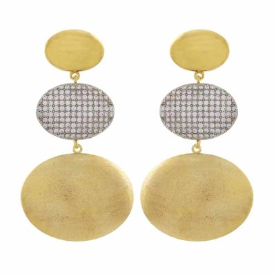 Brinco Narcizza Semijoias Triplo Oval Ouro Liso E Escovado Com Zircônia Cristal Ouro Menor preço em Brinco Narcizza Semijoias Triplo Oval Ouro Liso E Escovado Com Zircônia Cristal Ouro