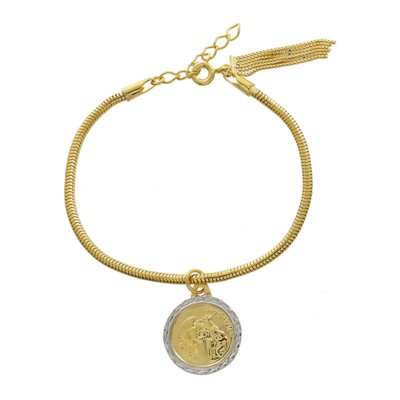 Pulseira Narcizza Semijoias Fio Alemão com Medalha de São Gabriel 2 mm Ouro Menor preço em Pulseira Narcizza Semijoias Fio Alemão com Medalha de São Gabriel 2 mm Ouro