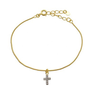 Pulseira Narcizza Semijoias Rabo de Rato com Pingente de Cruz Ouro Menor preço em Pulseira Narcizza Semijoias Rabo de Rato com Pingente de Cruz Ouro