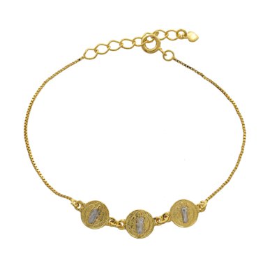 Pulseira Narcizza Semijoias com Medalhinhas de São Bento 20 Cm Ouro Menor preço em Pulseira Narcizza Semijoias com Medalhinhas de São Bento 20 Cm Ouro