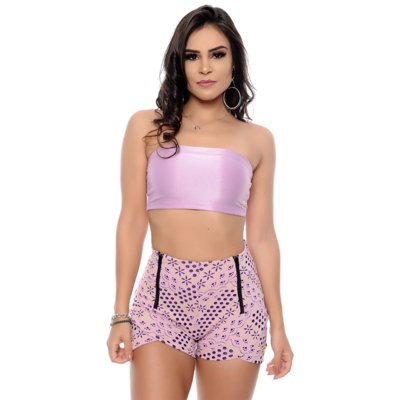 Top Cropped Nathalia Freitas Karen Lilás Menor preço em Top Cropped Nathalia Freitas Karen Lilás