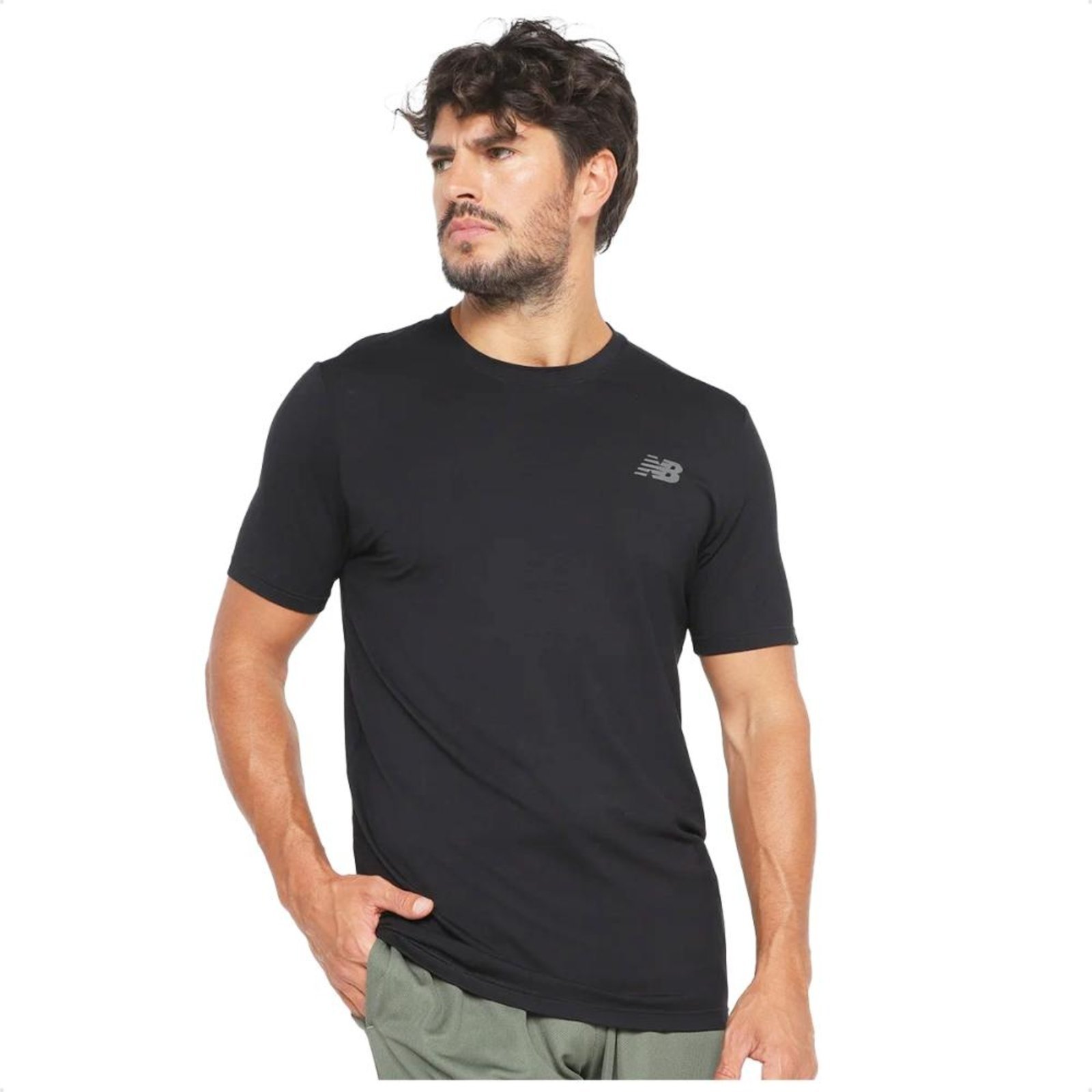 Camiseta New Balance Tenacity Logo Masculina Preto