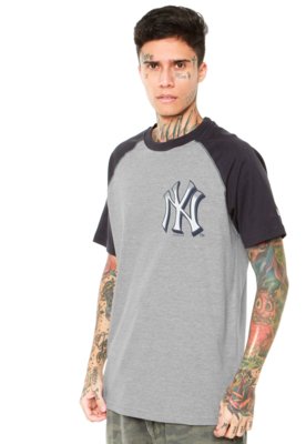 Camiseta New Era Old School 8 New York Yankees Cinza ...