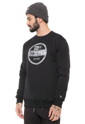 Moletom Flanelado Fechado New Era Careca Essent Preto Menor preço em Moletom Flanelado Fechado New Era Careca Essent Preto