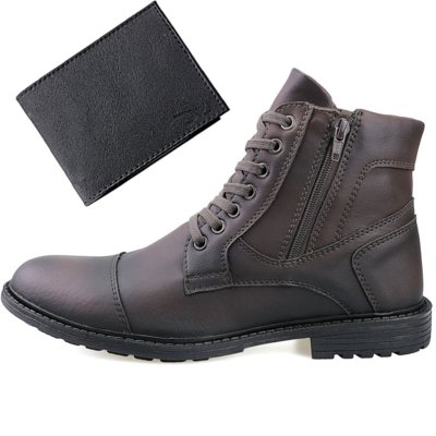 Bota Casual Neway Ziper Marrom 1 Carteira Menor preço em Bota Casual Neway Ziper Marrom 1 Carteira
