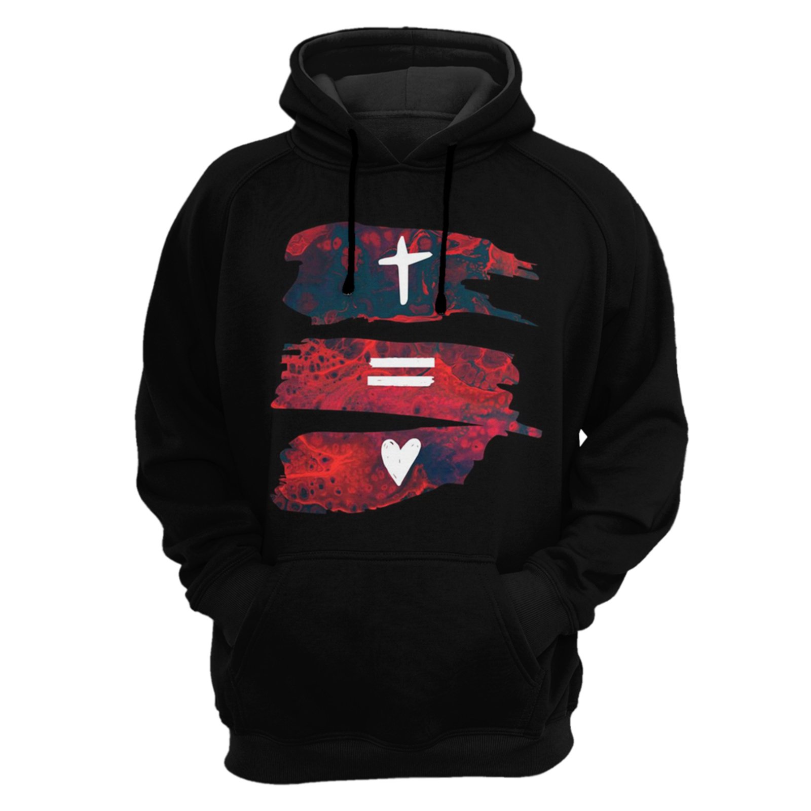 black moletom com capuz red lining