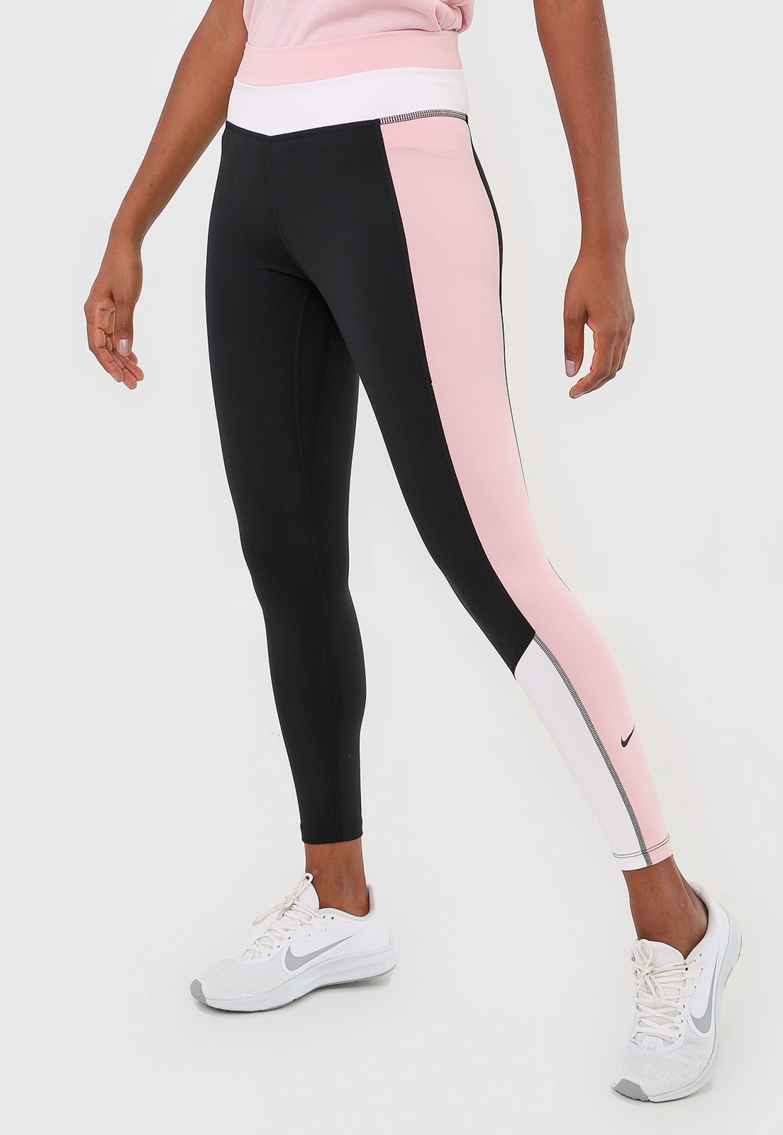 Legging Nike One Color Block Tight Preta/Rosa - Compre Agora