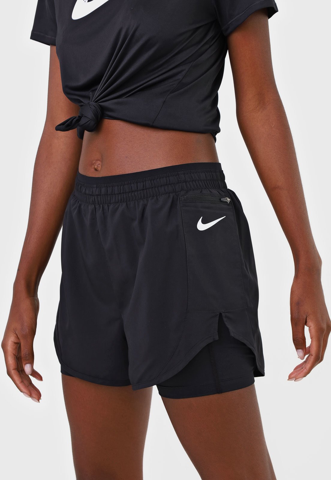 Nike Running Luxe 2-in-1 tempo shorts in black
