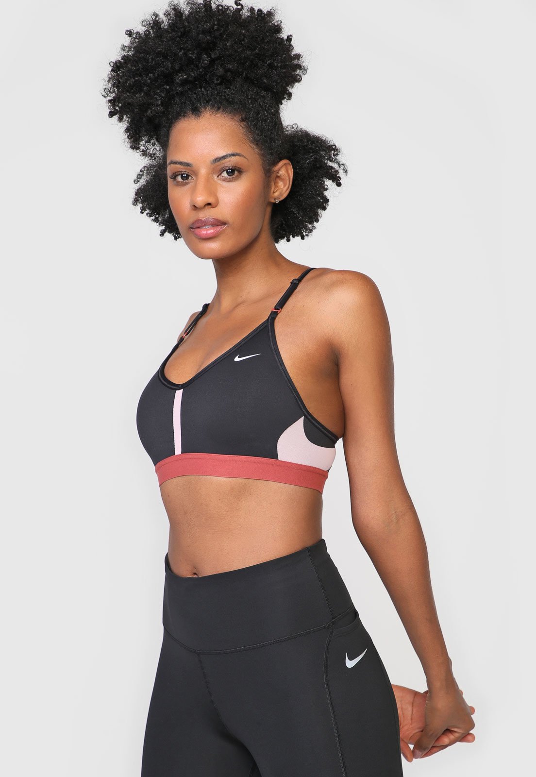 Top Nike Indy Preto/Rosa - Compre Agora