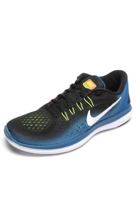 Tênis Nike Flex 2017 RN Preto/Azul Menor preço em Tênis Nike Flex 2017 RN Preto/Azul