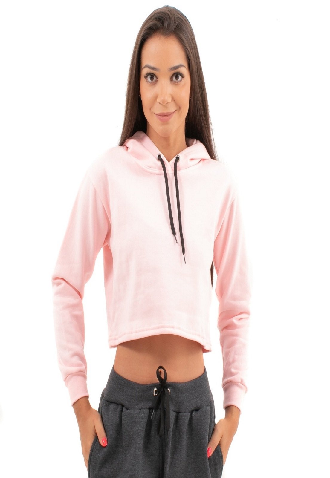 crop moletom com capuz pink