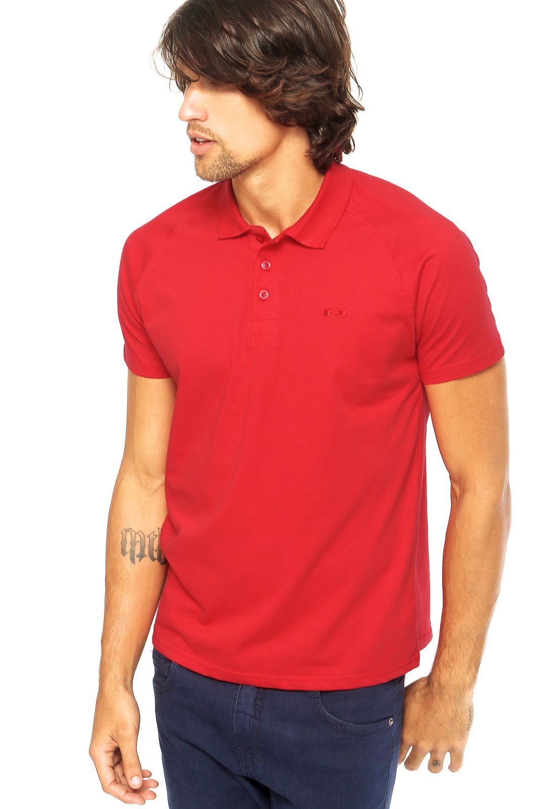 Camiseta Polo Casual Oakley Vermelha - Reuzzze