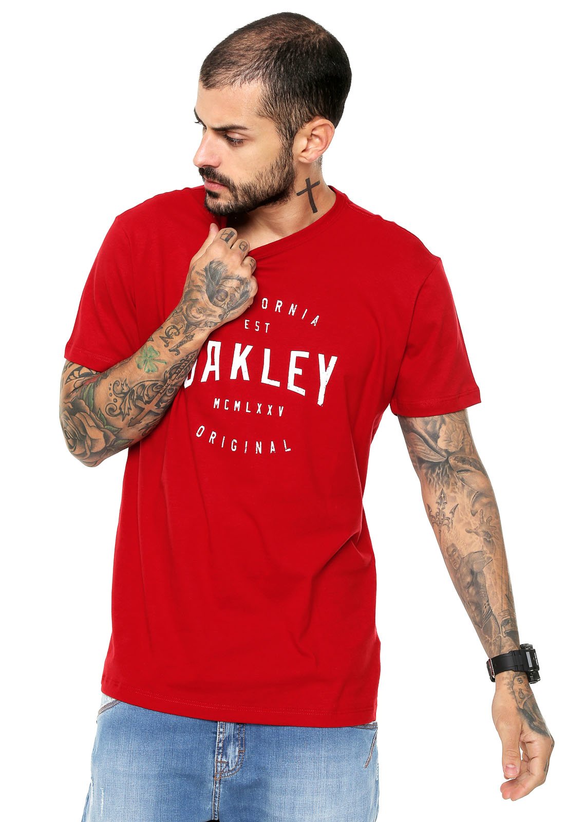 Camiseta Oakley Finger Print Logo Vermelha - Compre Agora