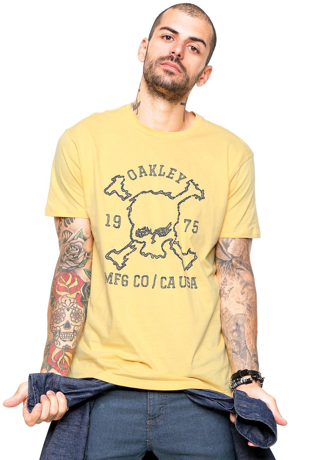 Camiseta Masculina Oakley Classic Skull Amarela - overboard