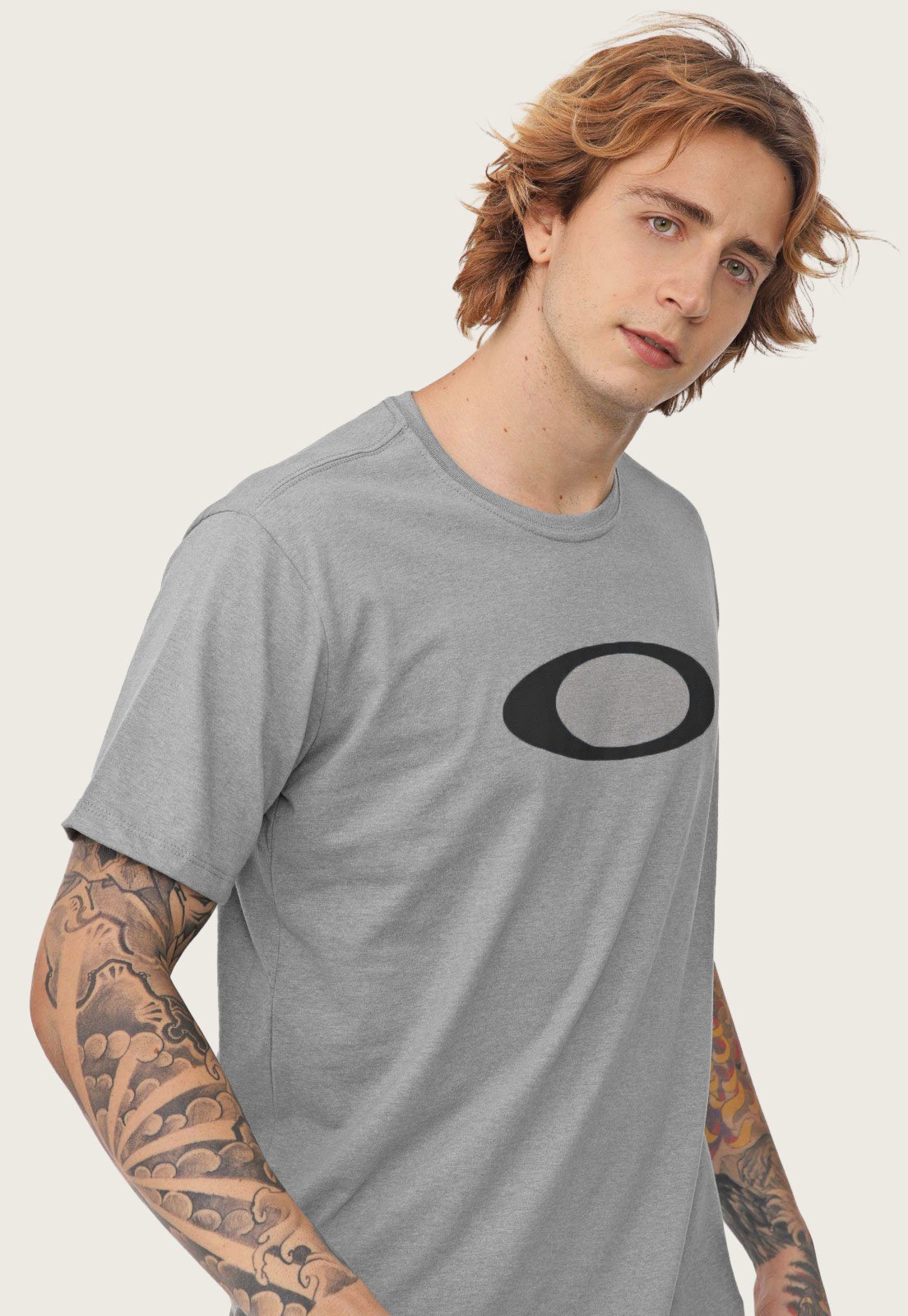 Camiseta Oakley O-Ellipse Masculina - Cinza