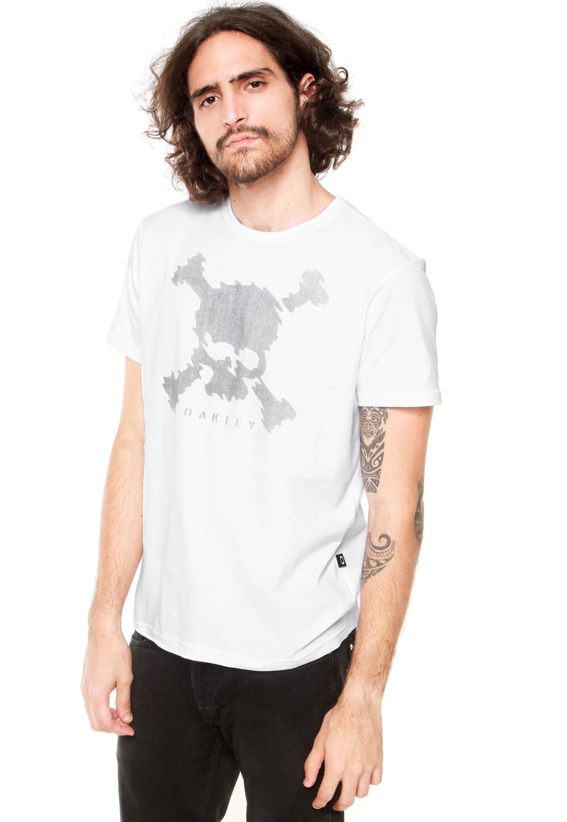 Camiseta Oakley Back To Skull Off White em Promoção na Americanas