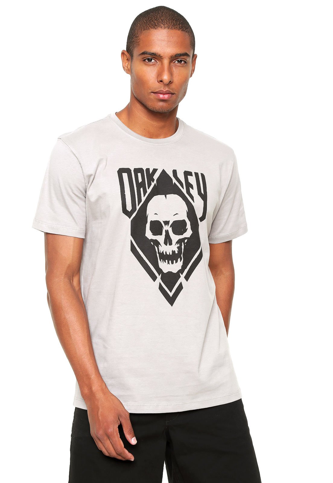 Camiseta Oakley Big Skull Masculina - Preto+Cinza