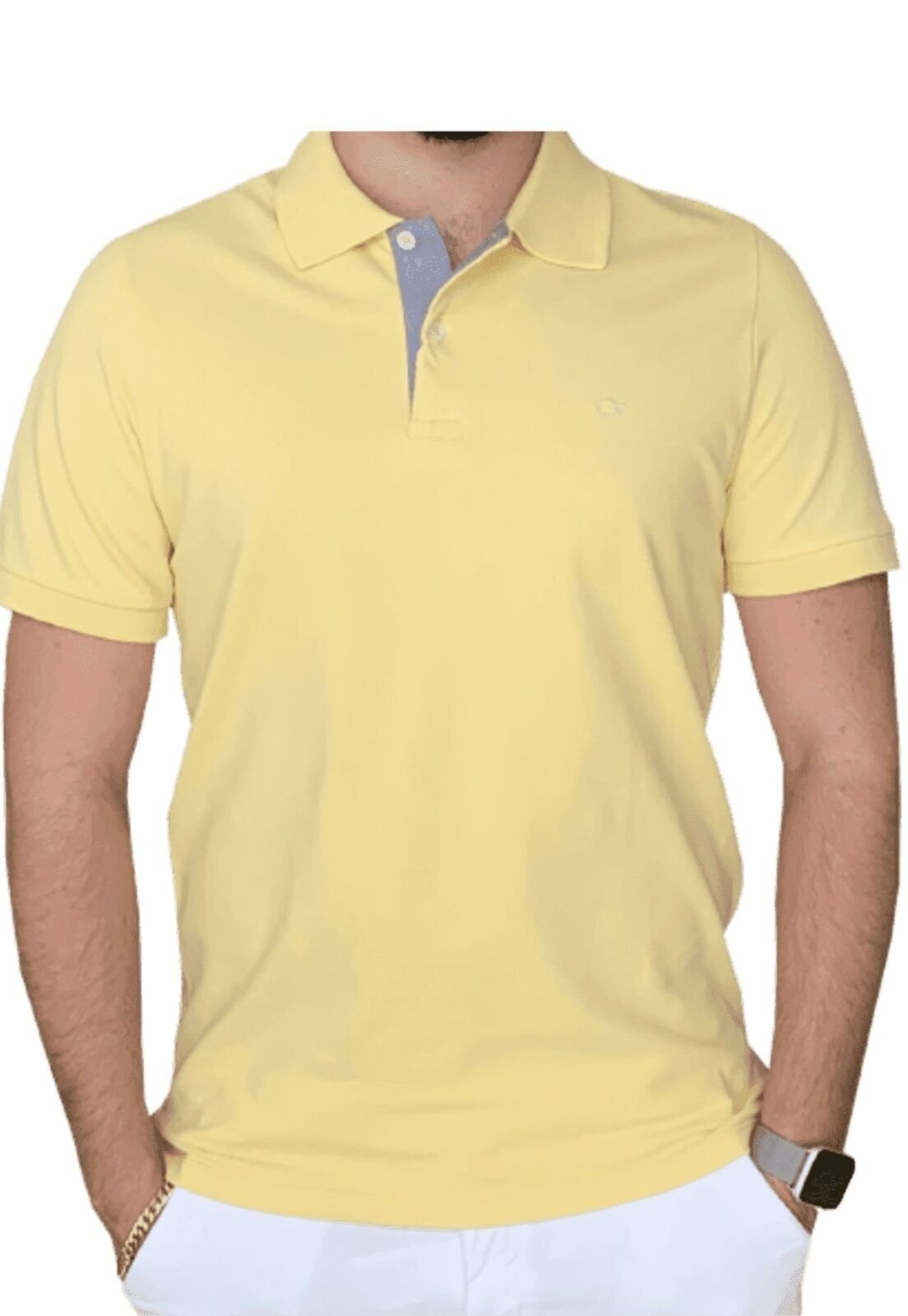 Camisa Polo Basica Ogochi Slim Fit Amarelo